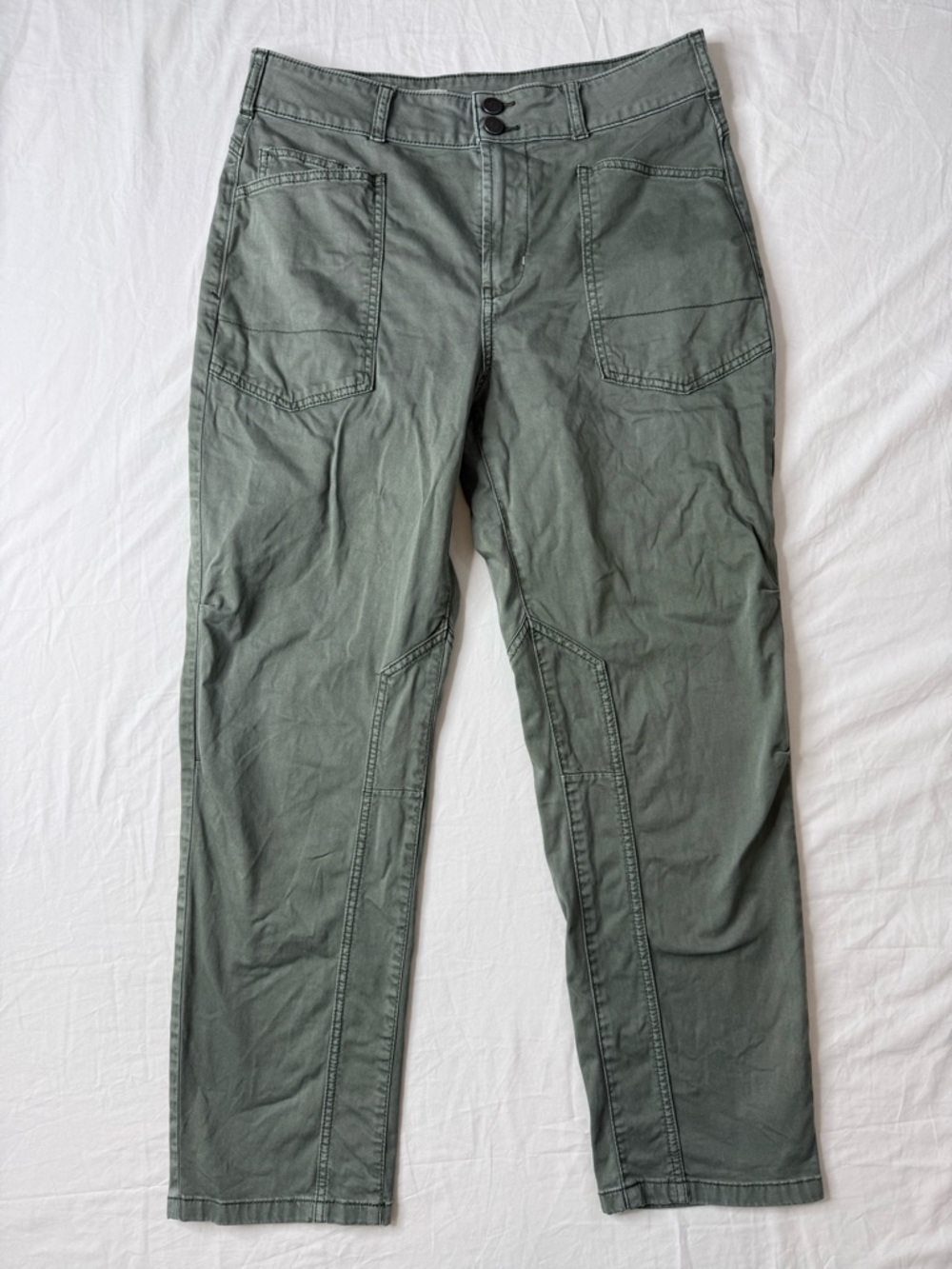 Pilcro Sage Green High Rise Utility Pants Size 29 Cotton Stretch Straight Leg